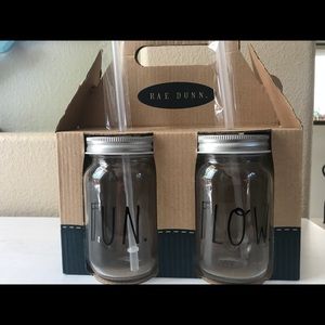 Rae Dunn Mason Jar set of 4 with reusable straws